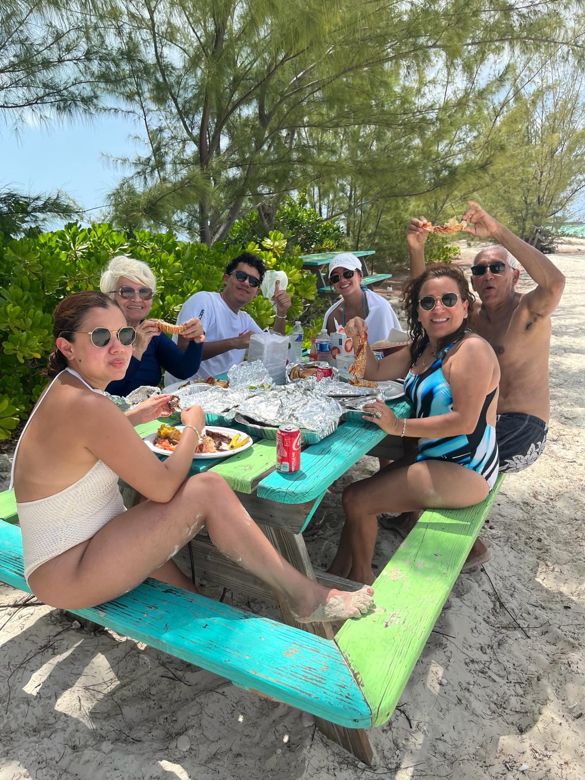 Island BBQ feast served aboard a Lady Turkuoise charter