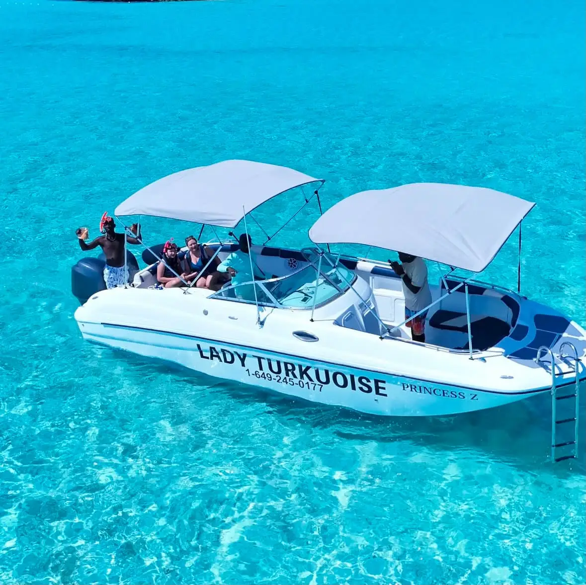 Hurricane's spacious sun deck, Turks and Caicos charter boat